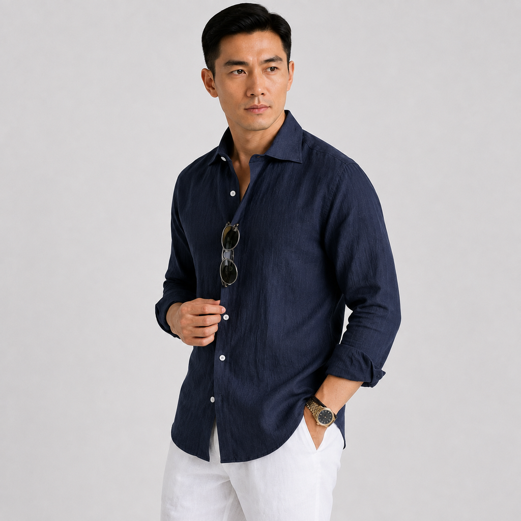 Orvalés | Men's Long-Sleeve Linen Shirt – Casual Vacation Style