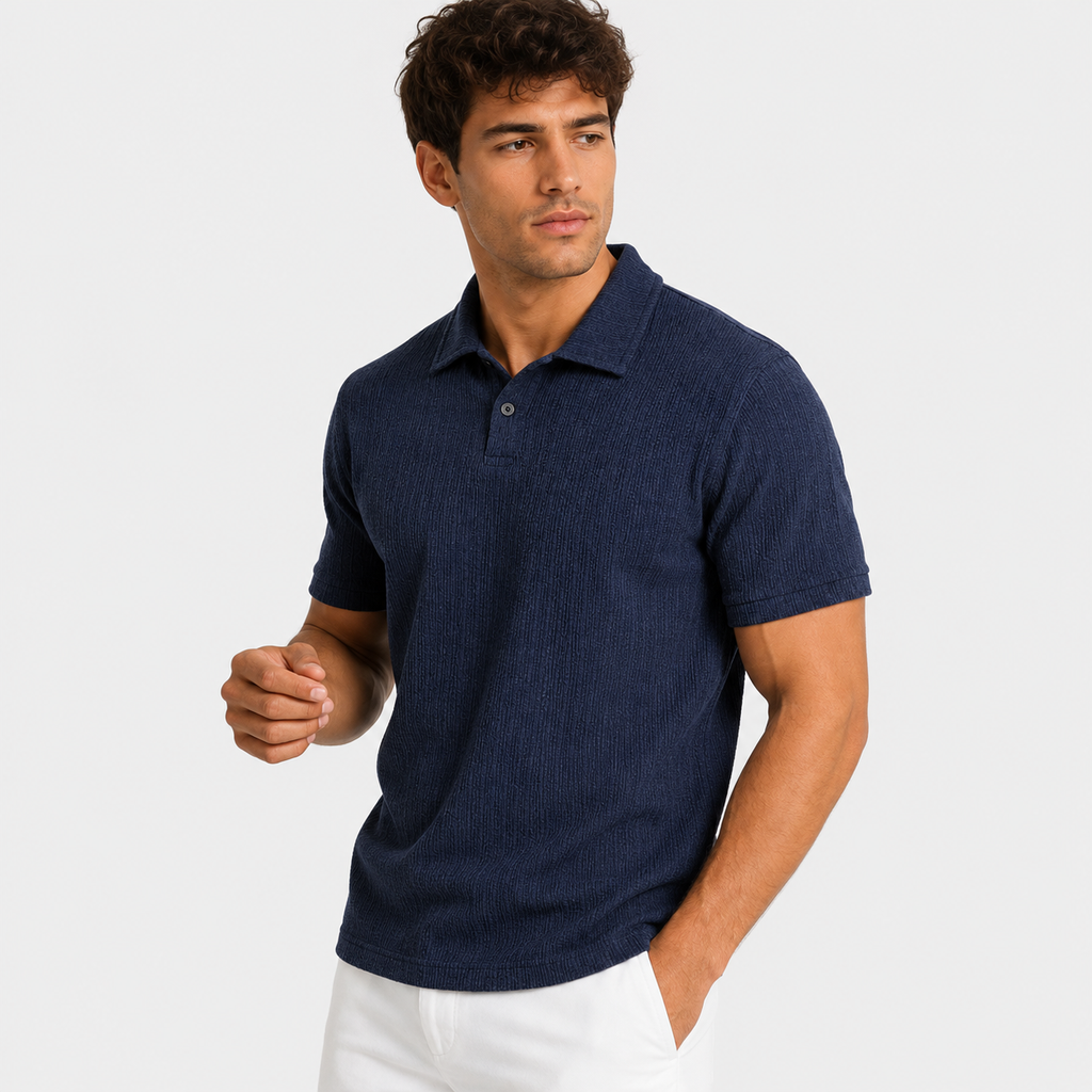 Orvalés | Men's Short-Sleeve Jacquard Knit Polo – Refined Style