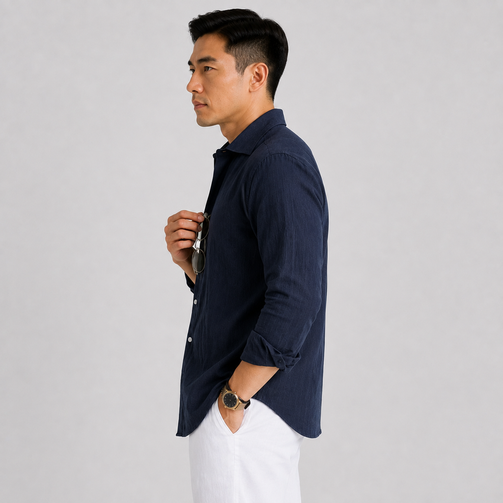 Orvalés | Men's Long-Sleeve Linen Shirt – Casual Vacation Style