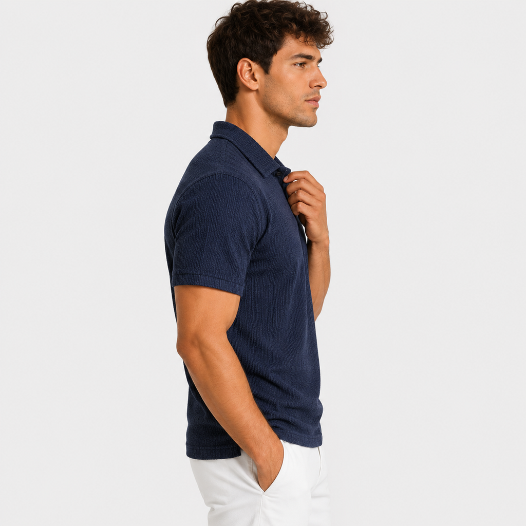 Orvalés | Men's Short-Sleeve Jacquard Knit Polo – Refined Style