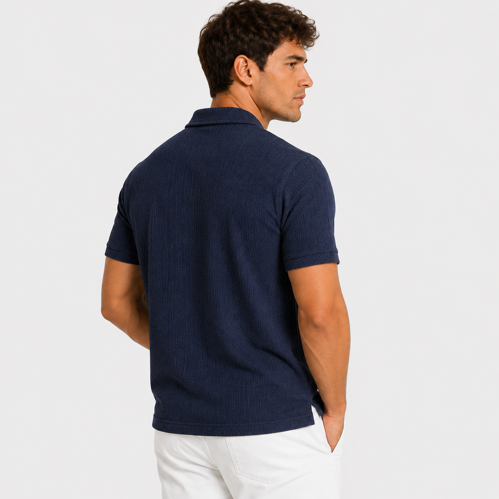 Orvalés | Men's Short-Sleeve Jacquard Knit Polo – Refined Style