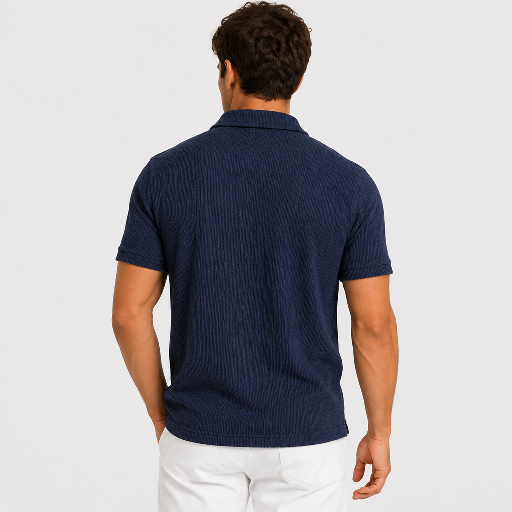 Orvalés | Men's Short-Sleeve Jacquard Knit Polo – Refined Style