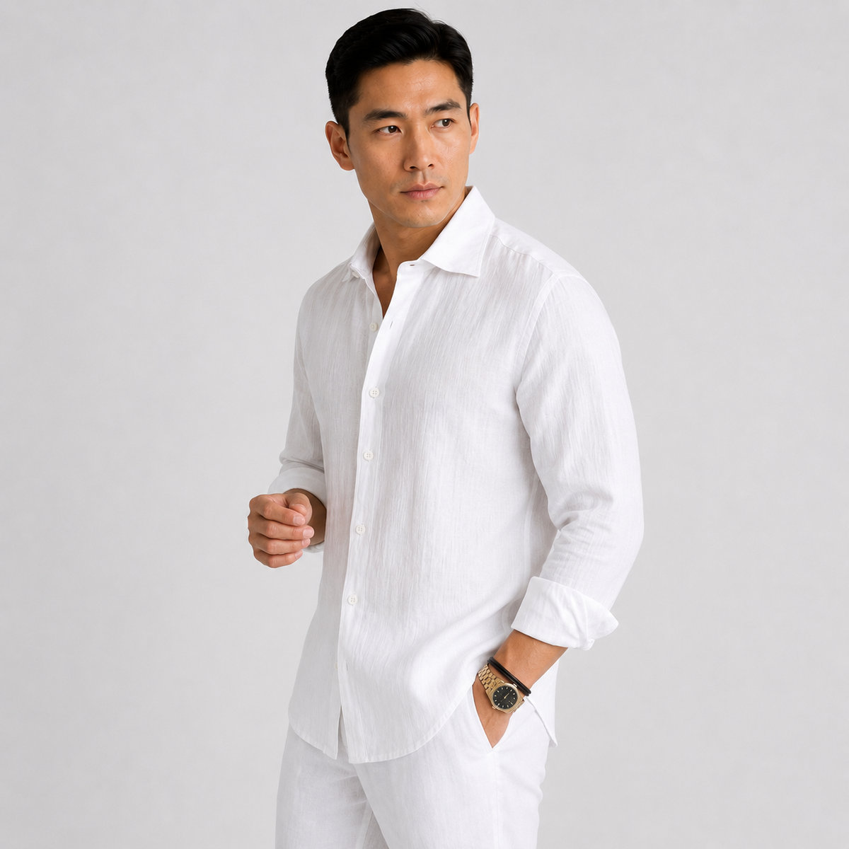 Orvalés | Men's Long-Sleeve Linen Shirt – Casual Vacation Style