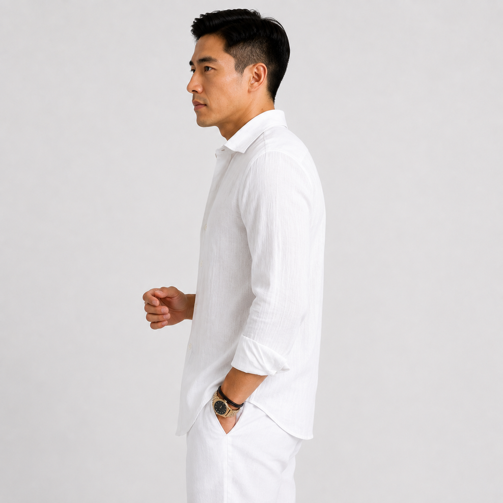 Orvalés | Men's Long-Sleeve Linen Shirt – Casual Vacation Style