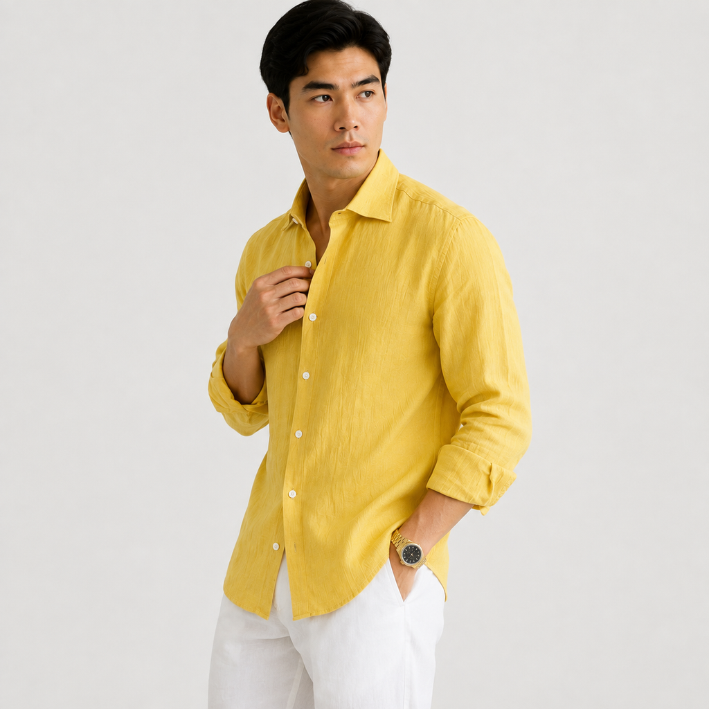 Orvalés | Men's Long-Sleeve Linen Shirt – Casual Vacation Style