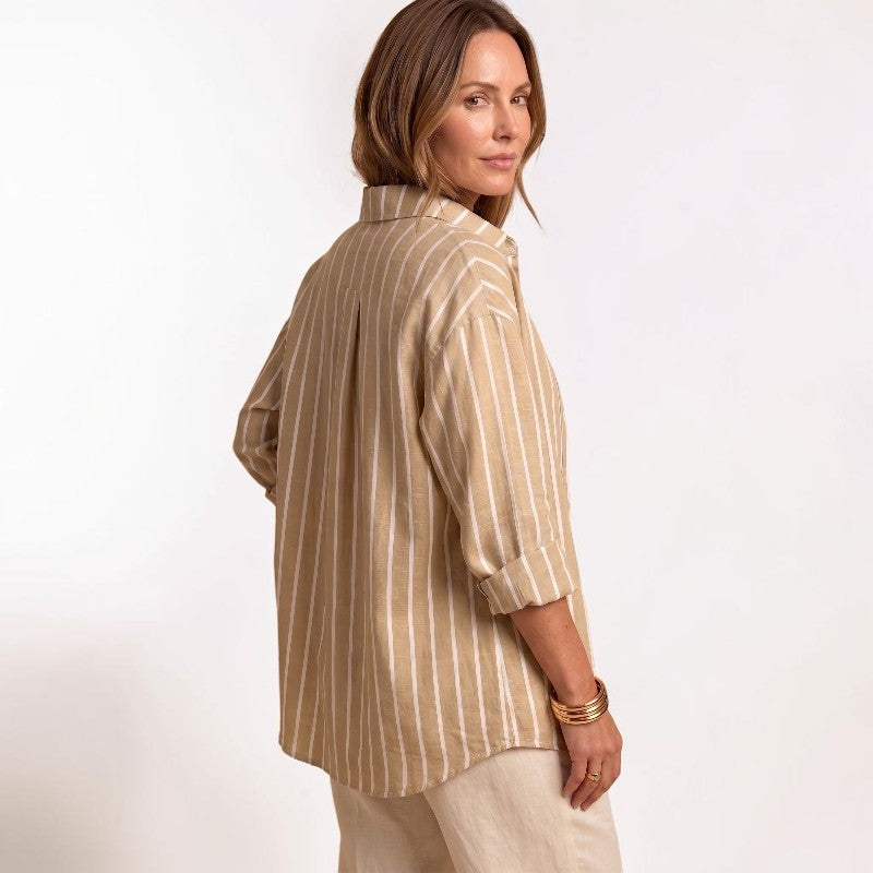 Orvalés | Chemise Femme Rayée Coupe Ample Col Classique Boutonnée
