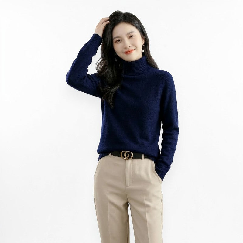 Orvalés |  Pull Col Roulé Femme Couleur Unie Confortable Manches Longues