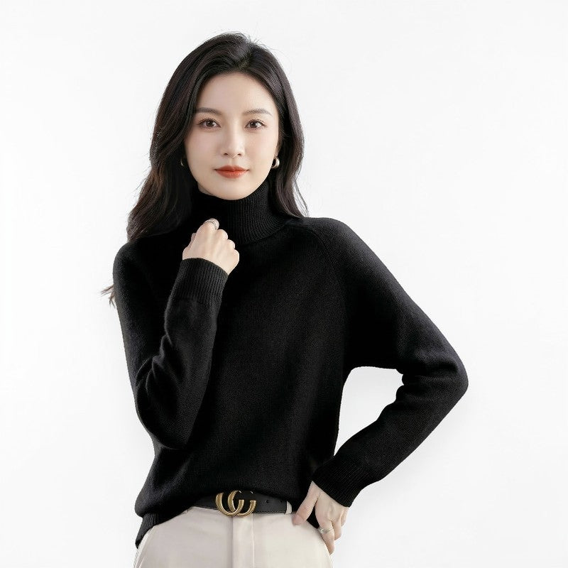 Orvalés |  Pull Col Roulé Femme Couleur Unie Confortable Manches Longues