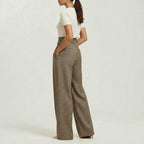 Orvalés |  Pantalon Élégant Femme Coupe Large à Carreaux Travail