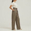 Orvalés |  Pantalon Élégant Femme Coupe Large à Carreaux Travail