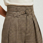 Orvalés |  Pantalon Élégant Femme Coupe Large à Carreaux Travail
