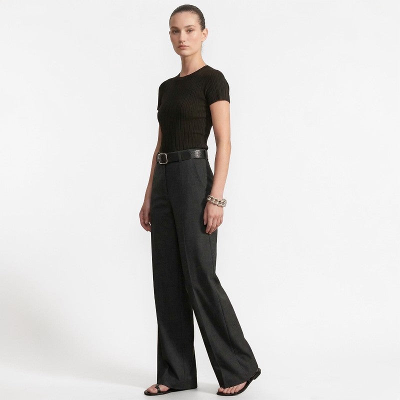 Orvalés |  Pantalon Femme Taille Haute Large, Lignes Nettes et Élégantes