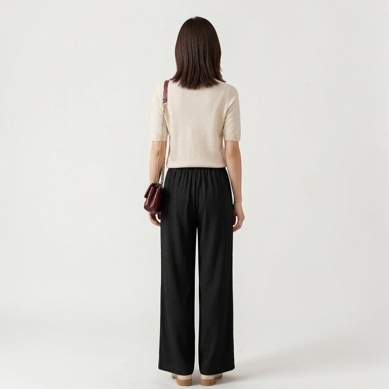 Orvalés | Pantalon Été Femme Lin Coupe Large Taille Haute