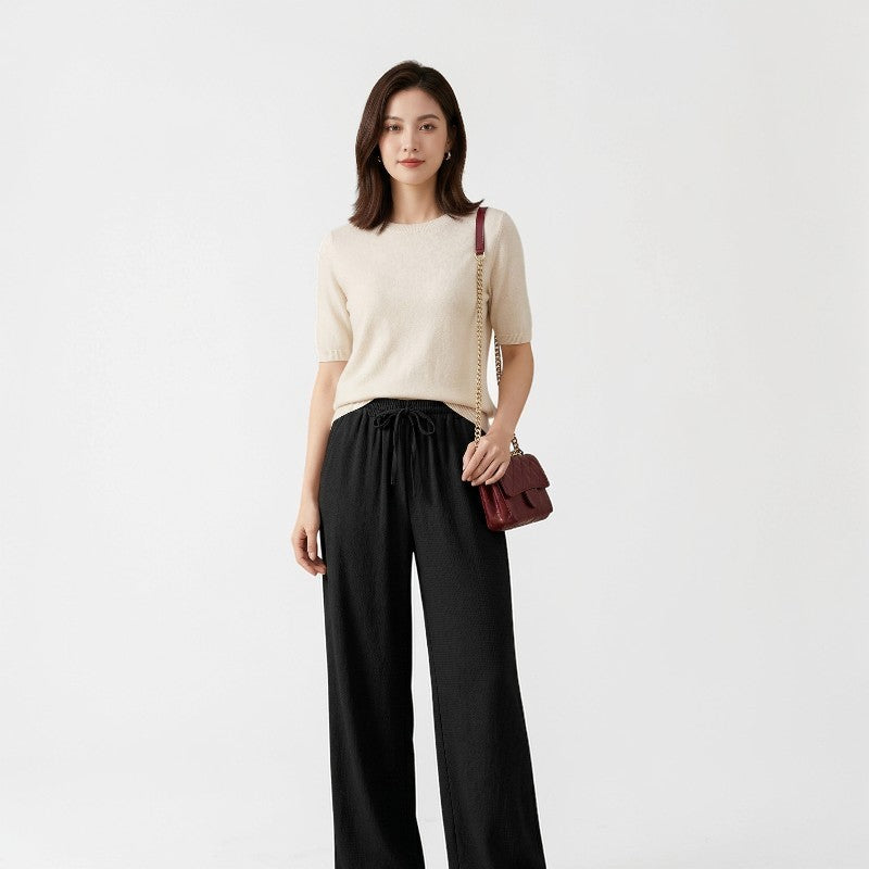 Orvalés | Pantalon Été Femme Lin Coupe Large Taille Haute