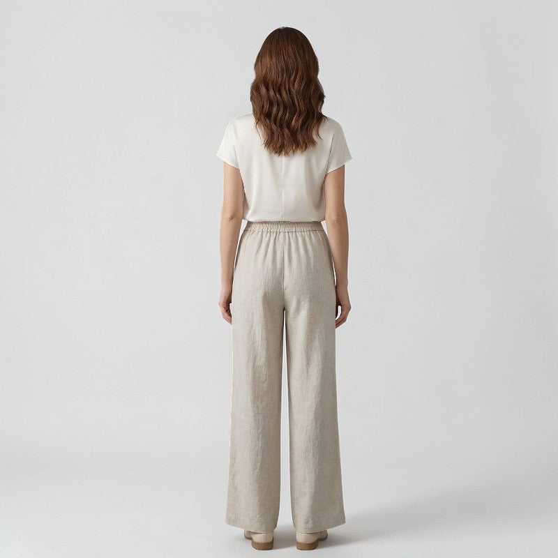 Orvalés | Pantalon Été Femme Lin Coupe Large Taille Haute
