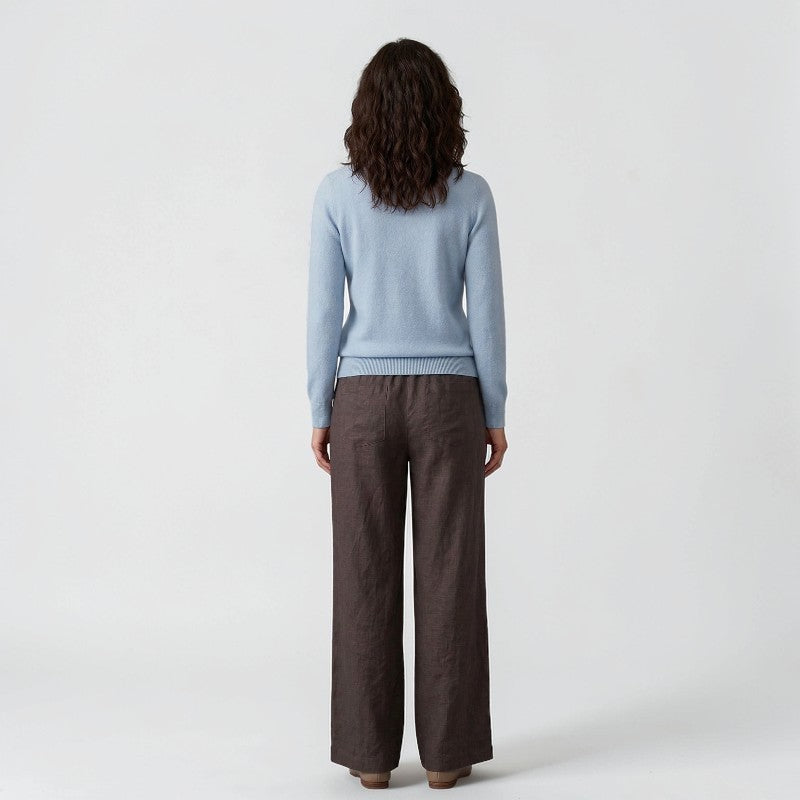 Orvalés | Pantalon Femme Lin Coupe Facile Taille Élastique Été Casual