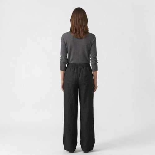Orvalés | Pantalon Femme Lin Coupe Facile Taille Élastique Été Casual