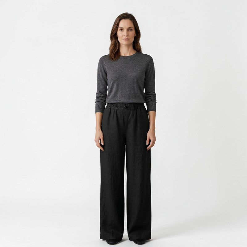Orvalés | Pantalon Femme Lin Coupe Facile Taille Élastique Été Casual