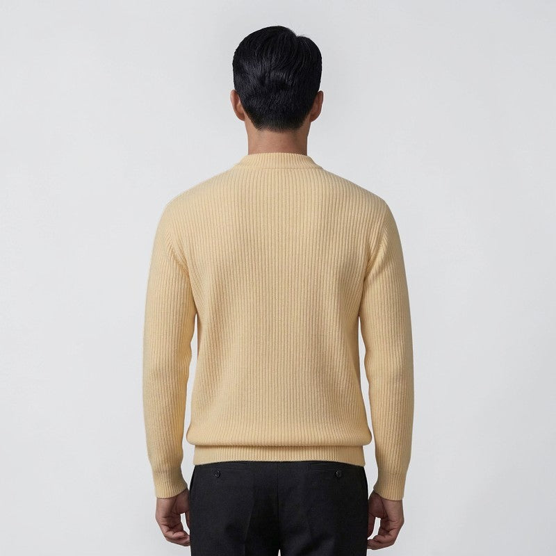 Orvalés | Pull en maille coton intemporel homme col rond côtelé
