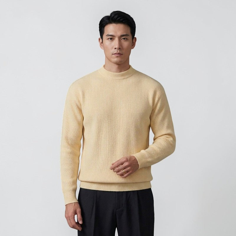 Orvalés | Pull en maille coton intemporel homme col rond côtelé