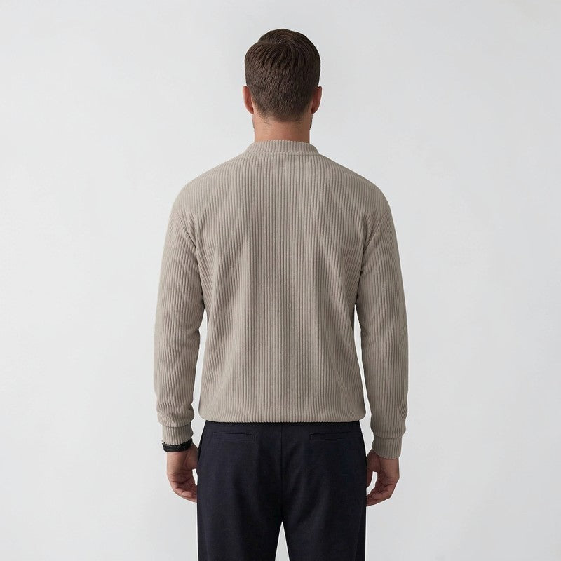 Orvalés | Pull en maille coton intemporel homme col rond côtelé