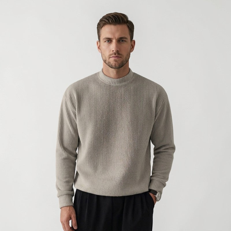 Orvalés | Pull en maille coton intemporel homme col rond côtelé