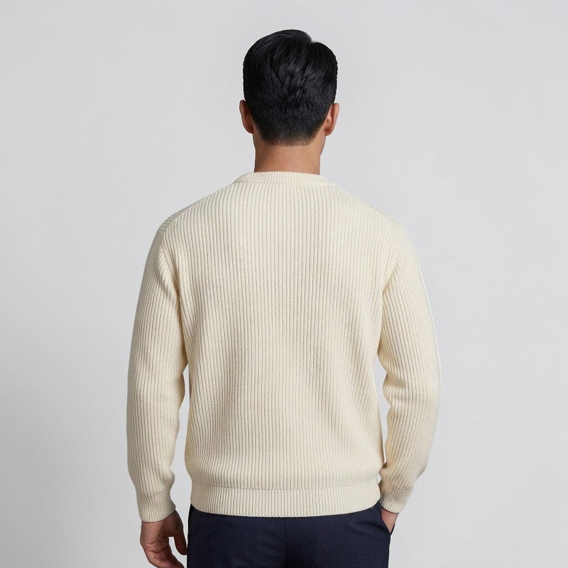 Orvalés | Pull en maille coton intemporel homme col rond côtelé