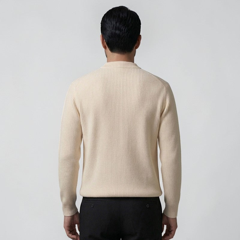 Orvalés | Pull en maille coton intemporel homme col rond côtelé