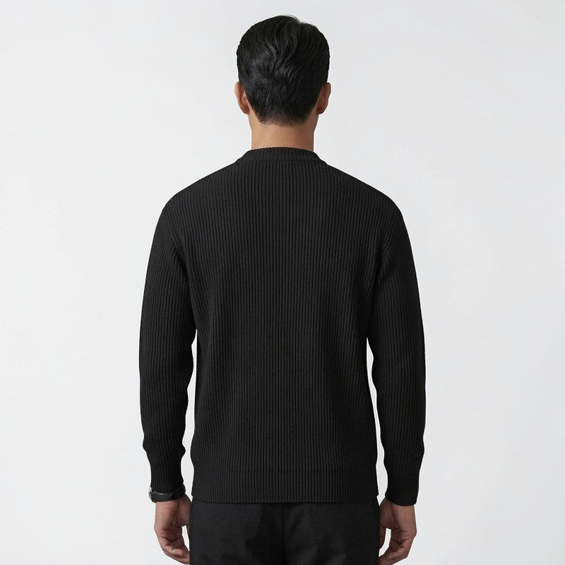 Orvalés | Pull en maille coton intemporel homme col rond côtelé