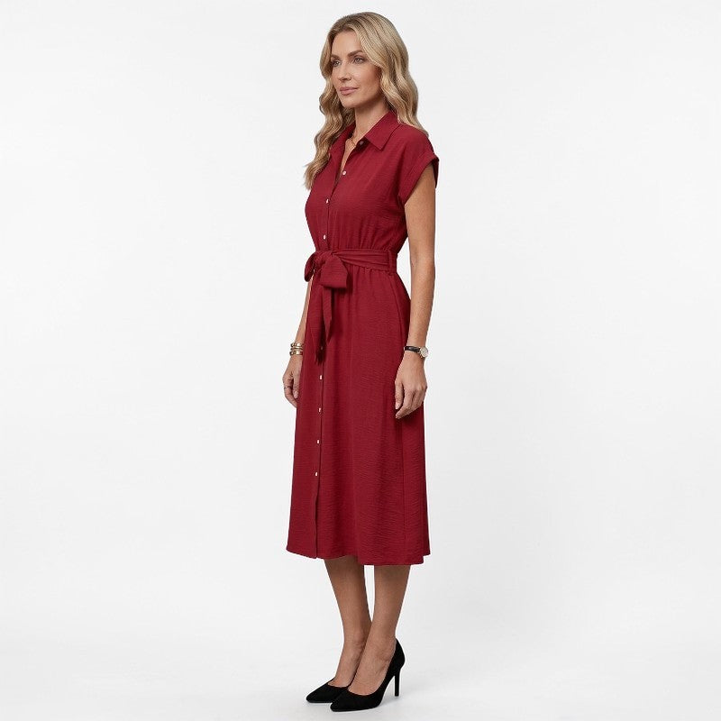 Orvalés | Robe Été Mélange Lin Confort Élégante Manches Courtes