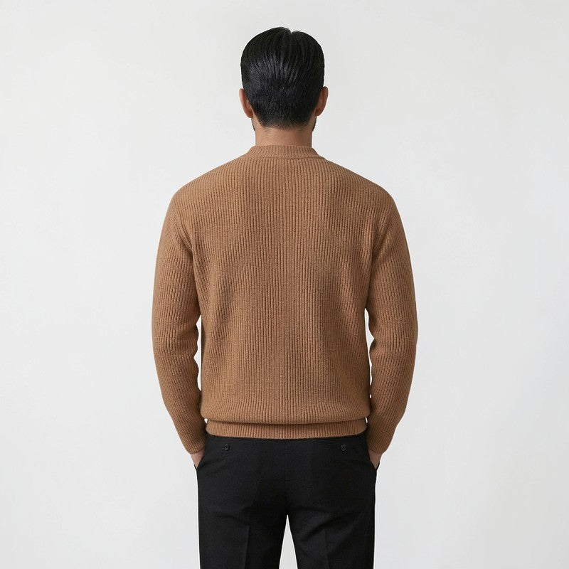 Orvalés | Pull en maille coton intemporel homme col rond côtelé