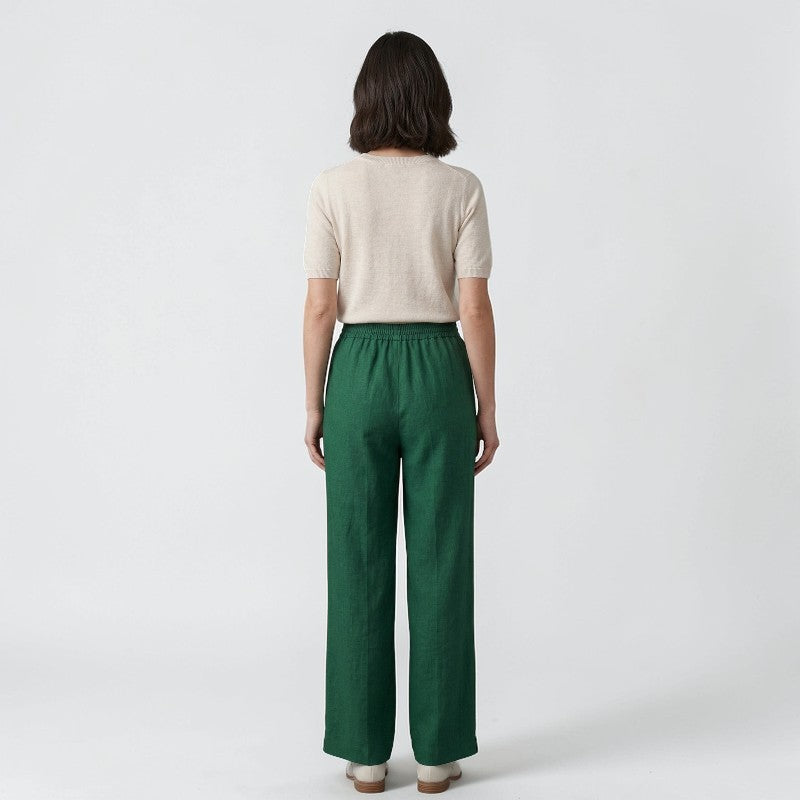 Orvalés | Pantalon Été Femme Lin Coupe Large Taille Haute