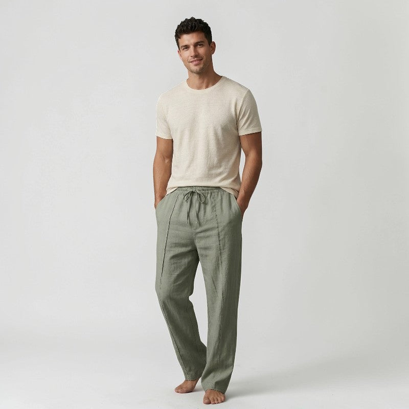 Orvalés | Pantalon lin homme été léger coupe droite confortable