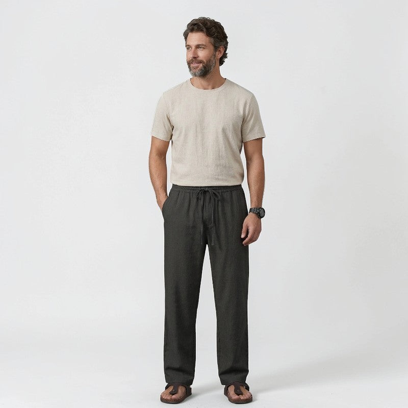 Orvalés | Pantalon lin homme été léger coupe droite confortable