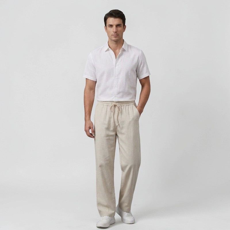 Orvalés | Pantalon Décontracté Lin Homme Taille Cordon Confort Quotidien